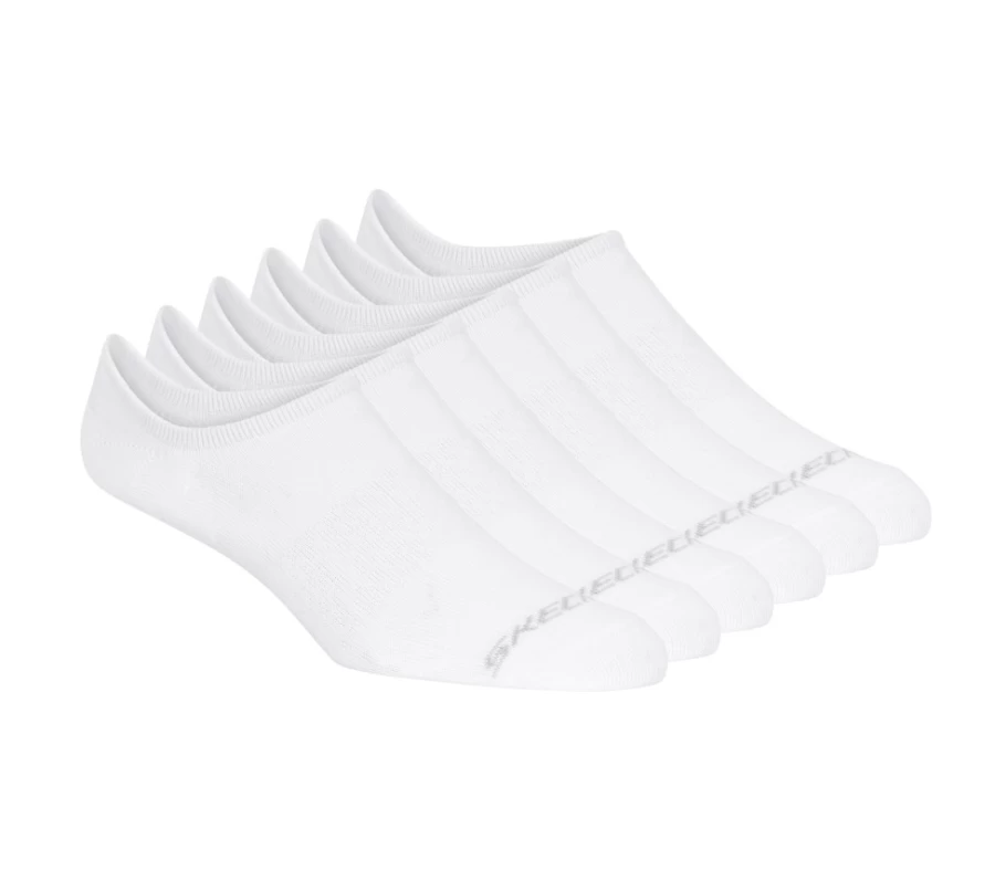 SKECHERS Men's White Sneaker Liner Socks - 6 Pack Low Cut Comfort Athletic Socks