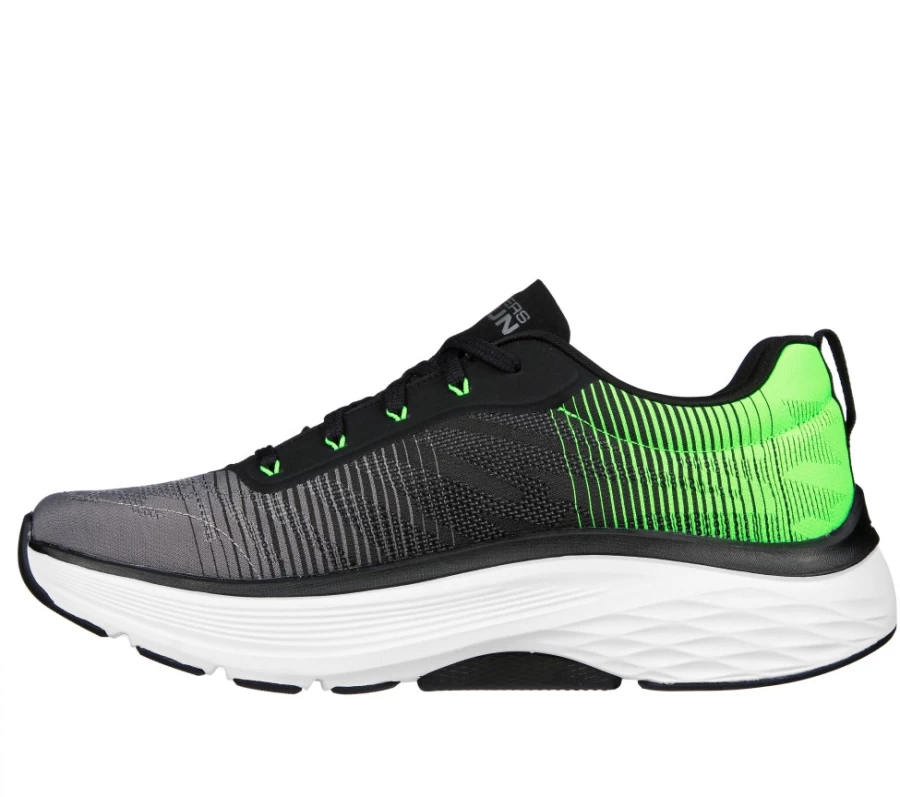 SKECHERS Men's Max Cushioning Arch Fit Sneakers in Black & Green - Comfortable Walking Shoes