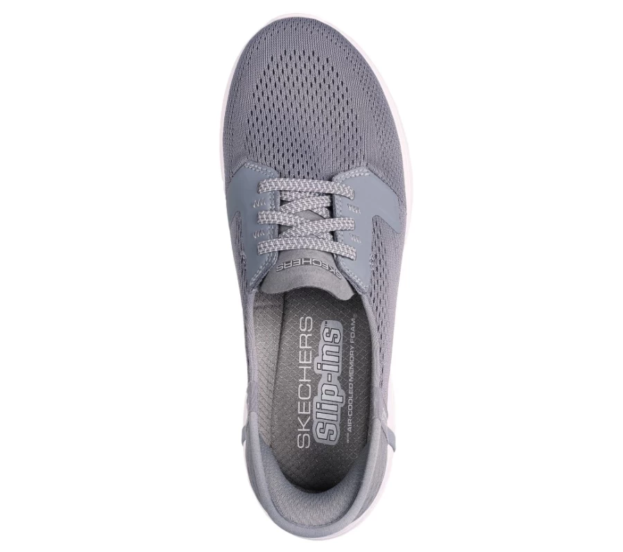 SKECHERS Women's Gray Slip-Ins On-The-Go Swift Fearless Walking Shoes