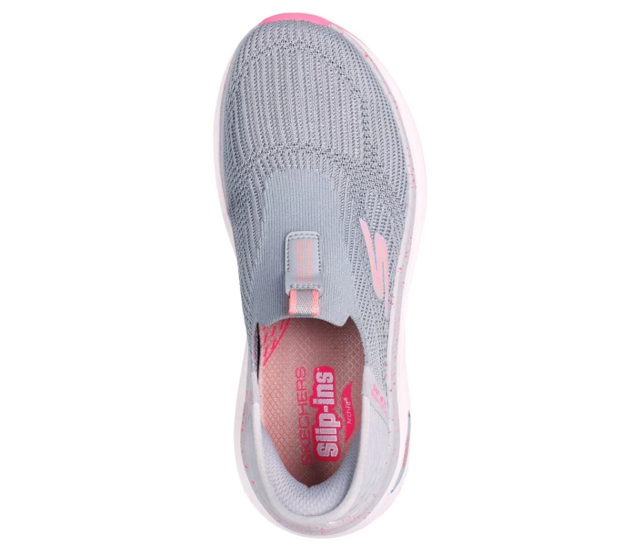 SKECHERS Women's Slip-Ins Max Cushioning Sneakers - Fluidity in Gray & Pink | Lightweight Comfort Walking Shoes