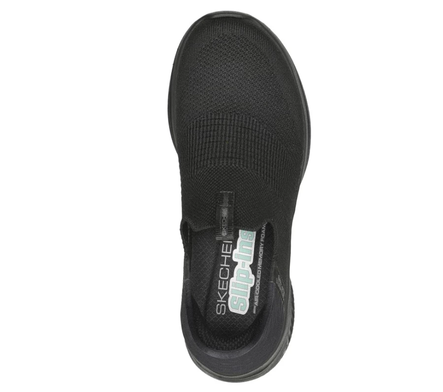 SKECHERS Women's Ultra Flex 3.0 Slip-On Sneakers in Black - Cozy Streak Comfort Walking Shoes