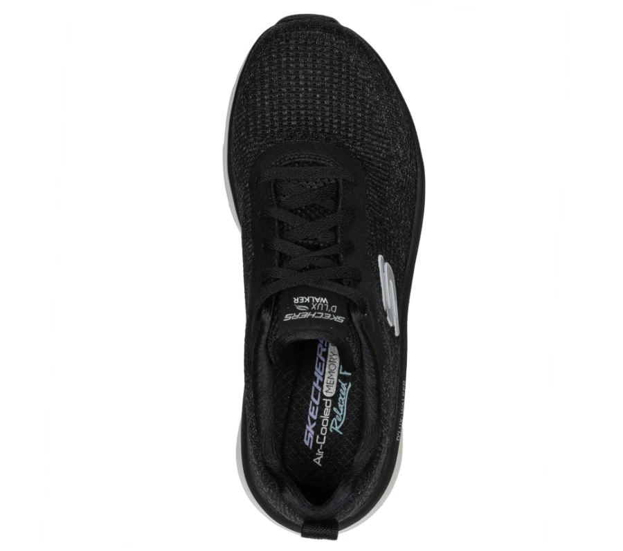 "SKECHERS Women's D'Lux Walker Relaxed Fit Sneakers in Black - Daily Comfort & Style"