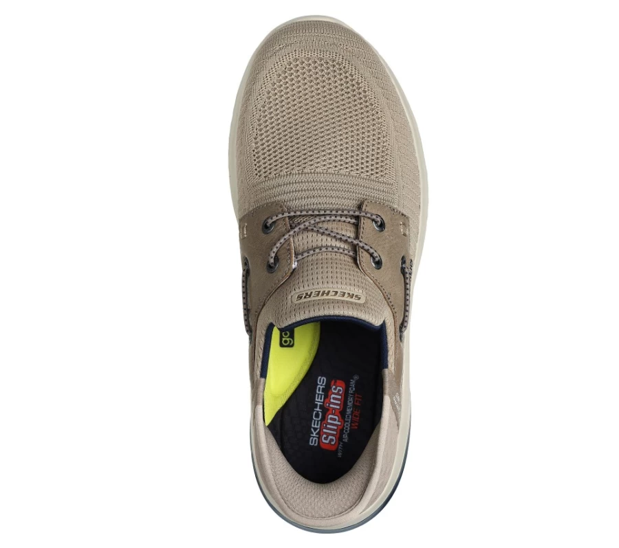 SKECHERS Men's Delson 3.0 Slip-On Sneakers in Taupe - Comfortable Slip-Ins Roth Style