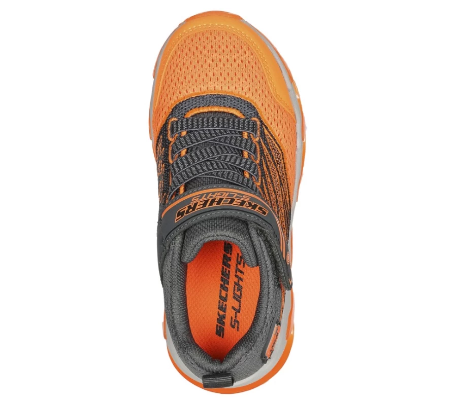 SKECHERS Kids' S Lights Mega Surge Sneakers in Charcoal & Orange
