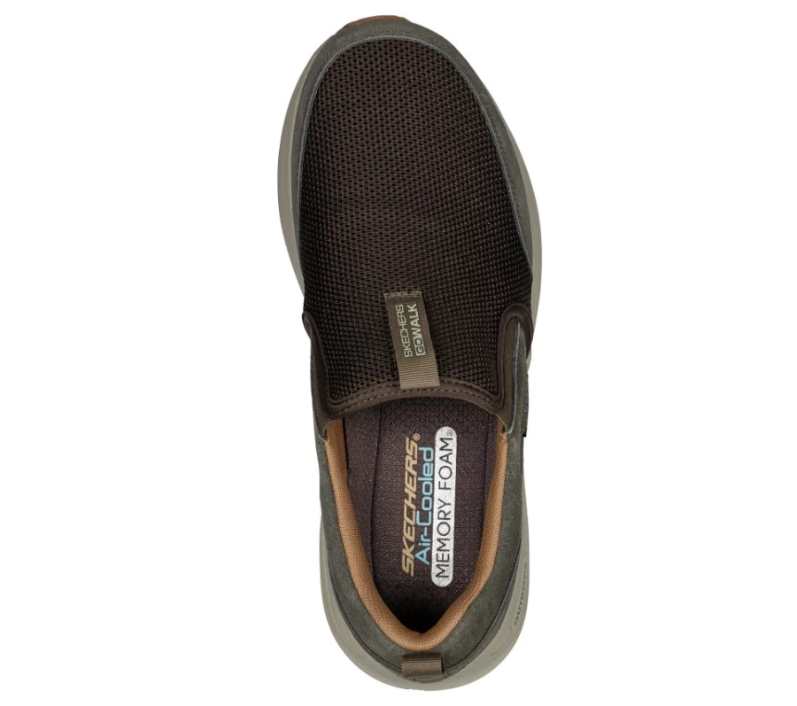 SKECHERS Men's Go Walk Outdoor - Andes Slip-On Sneakers in Brown | Lightweight Comfort Walking Shoes