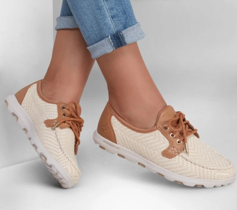 SKECHERS Women's On-The-Go 2.0 Raffia Palms Sandals in Natural Color for Comfortable Travel