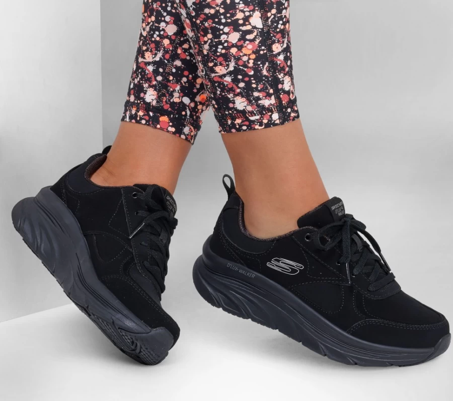 SKECHERS Women's D'Lux Walker Relaxed Fit Sneakers - Black Pure Pleasure Walking Shoes