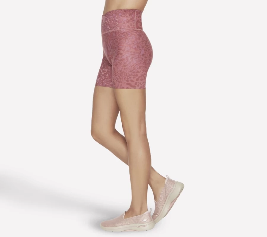SKECHERS Women's Mauve 6 Inch Bike Shorts - Gosculpt Leopard Print Workout Shorts