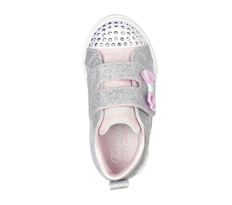 SKECHERS Kids Twinkle Toes Twinkle Sparks - Heather Charmer Gray Silver Lighted Sneakers