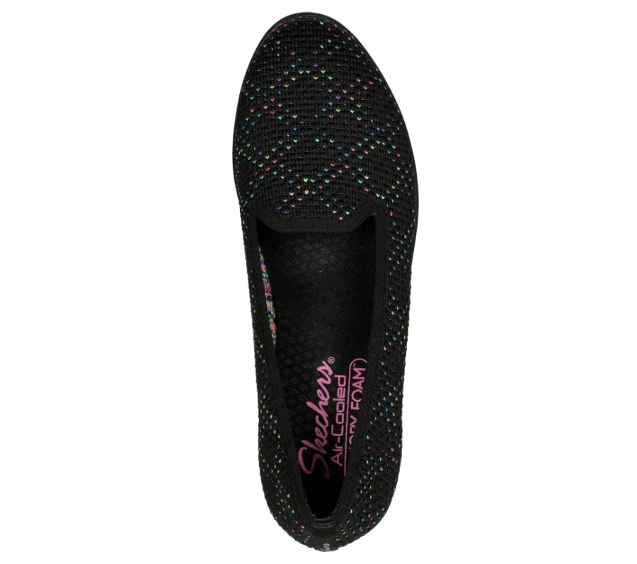 SKECHERS Women's Cleo Flex Wedge Sneakers in Black & Multi Color - Comfortable & Stylish Footwear