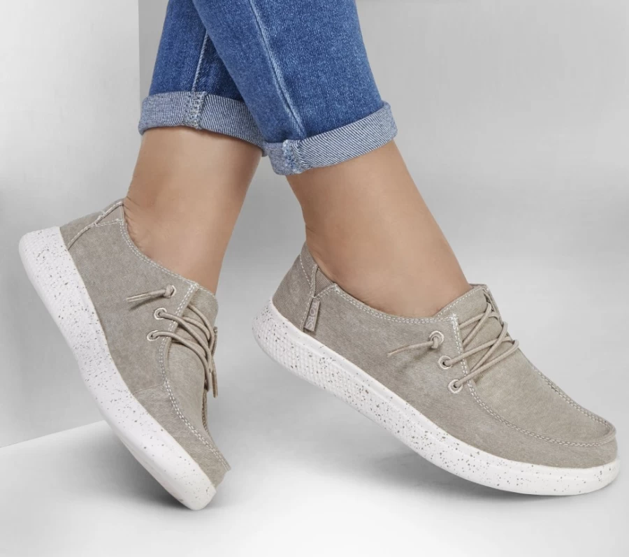 SKECHERS Women's Bobs Skipper - Taupe Summer Life Comfortable Shoes