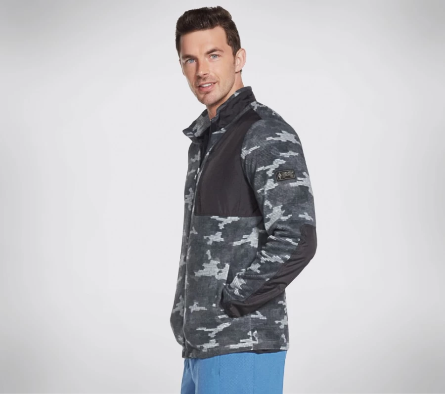 SKECHERS Men's Boundless Recovery Jacket - Gray Multi Color Lightweight Running Jacket