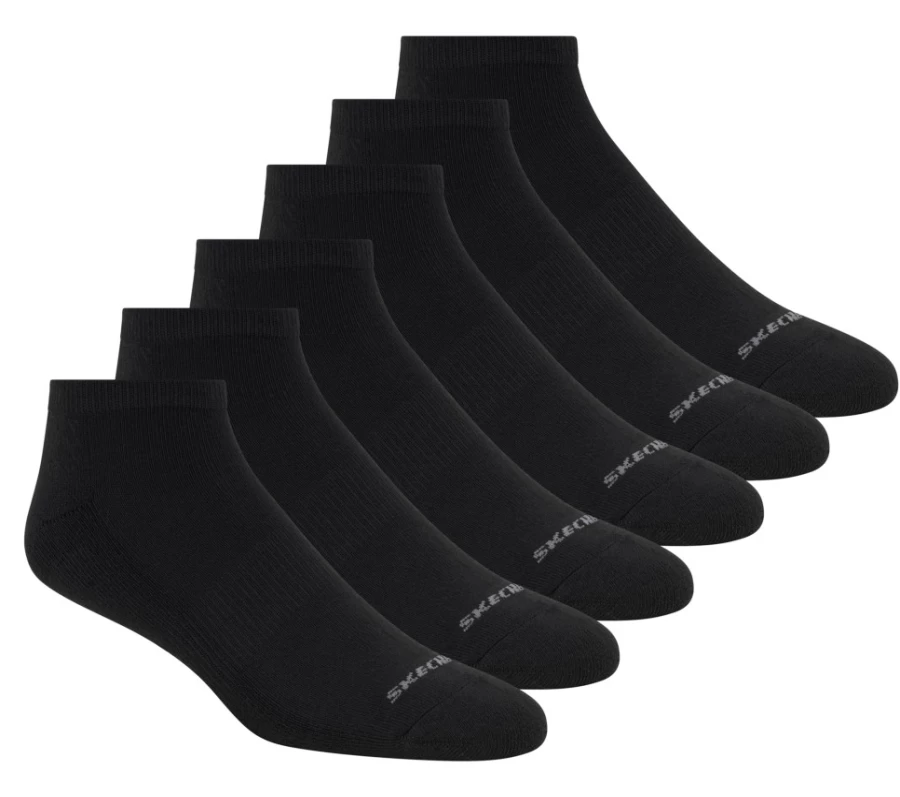 SKECHERS Men's Black Half Terry Socks 6-Pack - Athletic Crew Socks for Comfort & Support