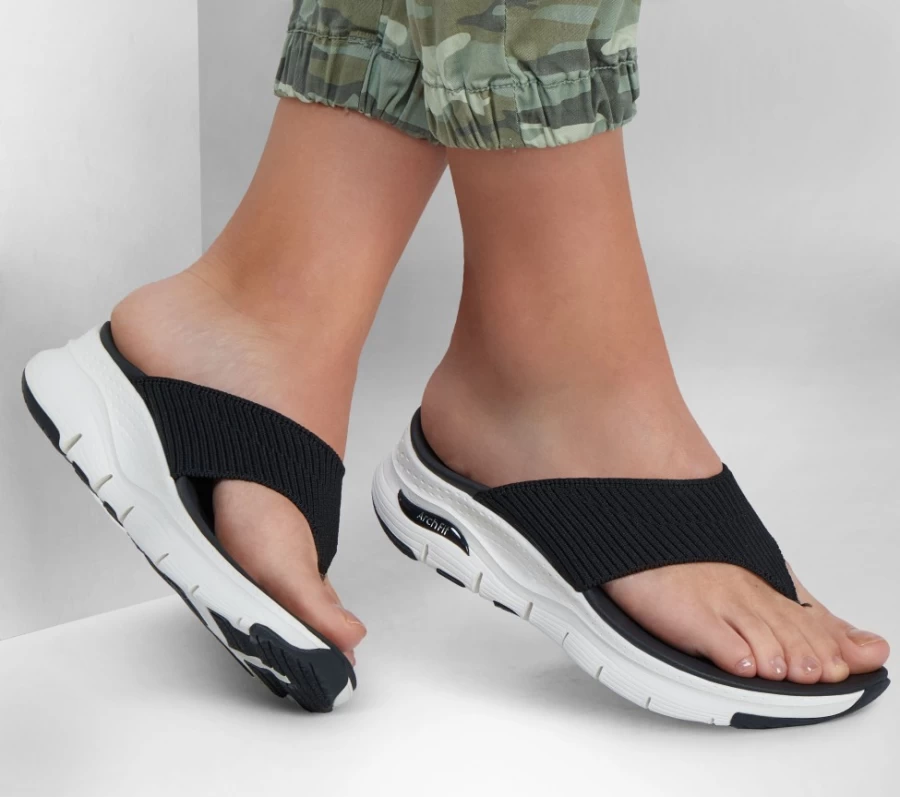 SKECHERS Women's Arch Fit - Easy Day Slip-On Sneakers in Black | Comfortable & Supportive Walking Shoes