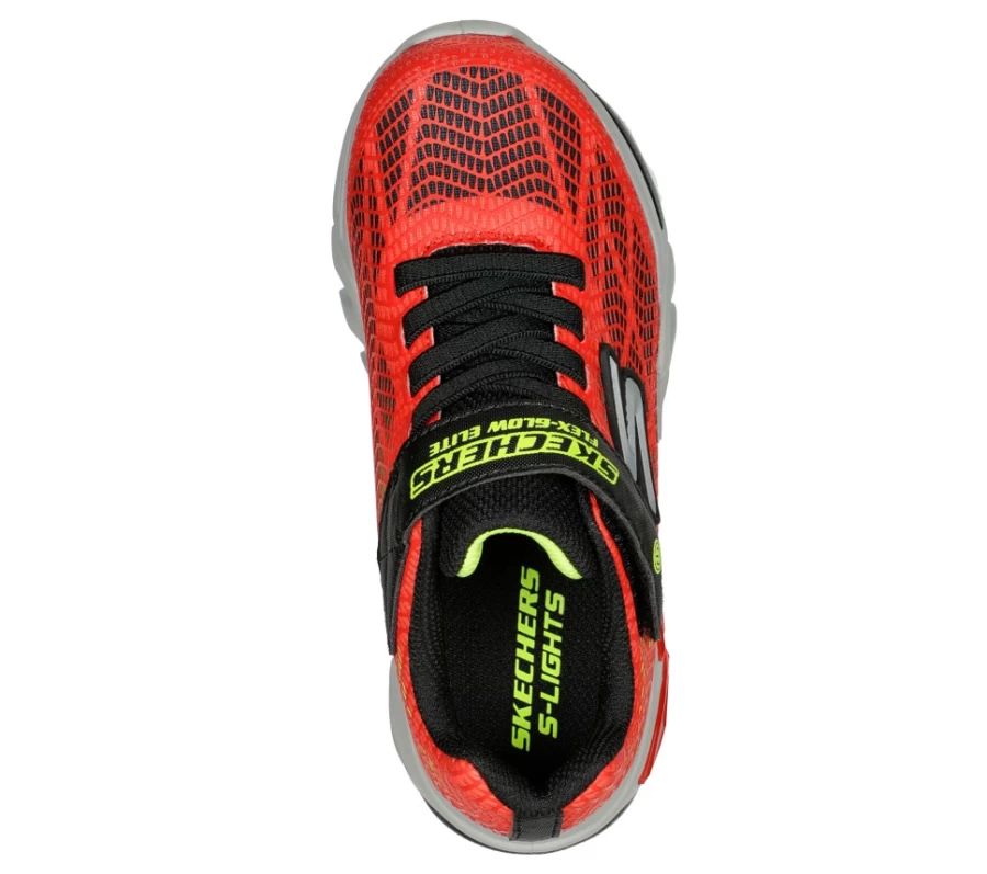 SKECHERS Kids Flex-Glow Elite Sneakers in Red/Black - Vorlo Style Light-Up Shoes