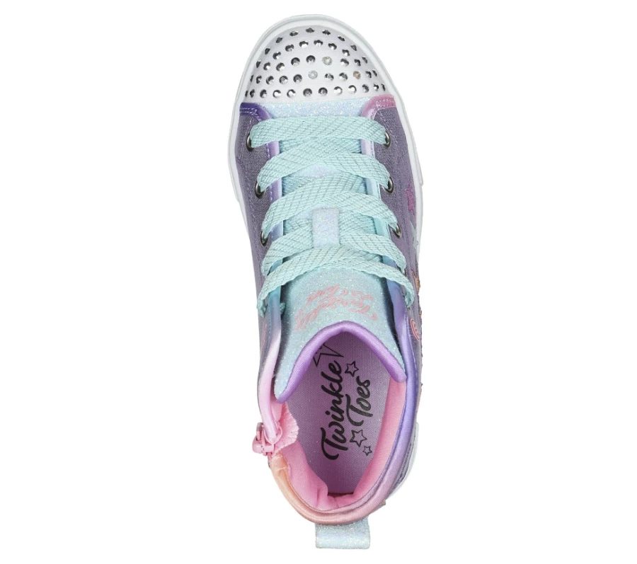 SKECHERS Kids Twinkle Toes Twinkle Sparks - Star Glitz Light-Up Sneakers in Lavender & Multi Colors