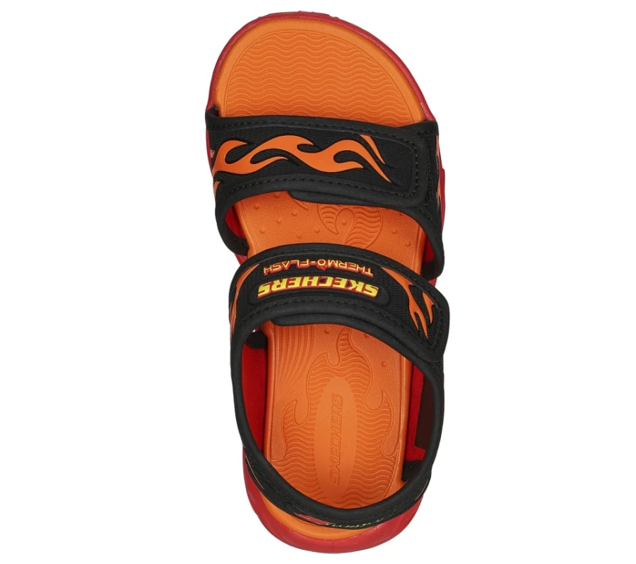 SKECHERS Kids S-Lights Thermo-Flash Heat Tide Sneakers - Black/Red