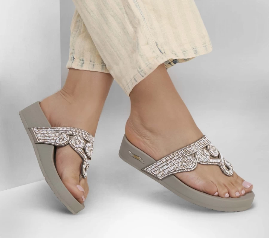 SKECHERS Women's Arch Fit Vinyasa Love 2 Sparkle Sneakers in Taupe & Pink