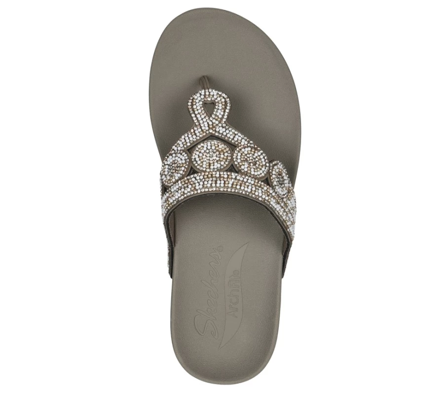 SKECHERS Women's Arch Fit Vinyasa Love 2 Sparkle Sneakers in Taupe & Pink