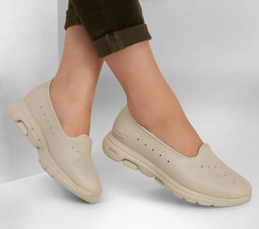 SKECHERS Women's GOWALK 5 Foamies Sneakers in Natural - Lightweight Comfort Walking Shoes