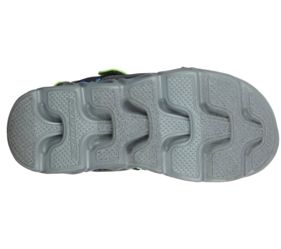 SKECHERS Kids' Hypno-Splash Sun Breaks Sneakers in Blue & Lime | S Lights Collection