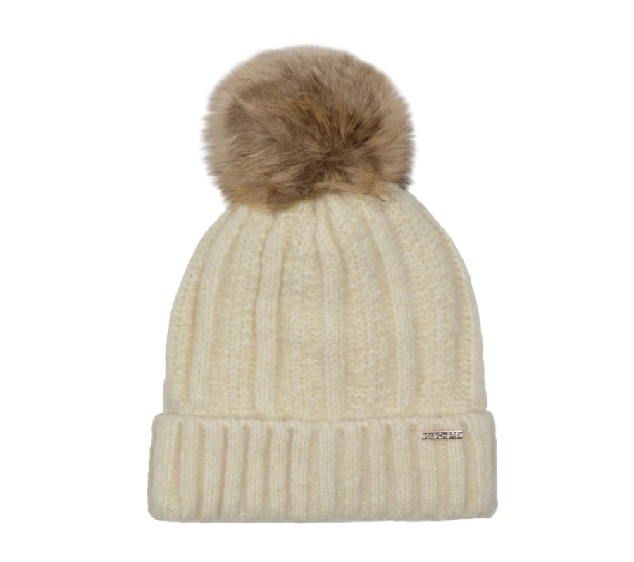 SKECHERS Women's Natural Mixed Metallic Beanie - Stylish Winter Hat