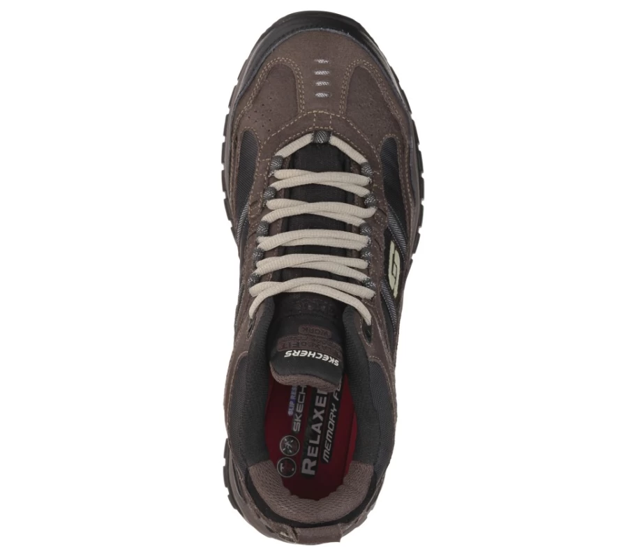 SKECHERS Men's Work Relaxed Fit Soft Stride Canopy Comp Toe Shoes in Brown & Black