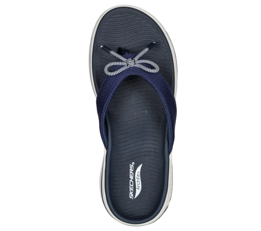 SKECHERS Women's Go Walk Arch Fit Sandal - Navy Lakeside Comfortable Walking Shoes