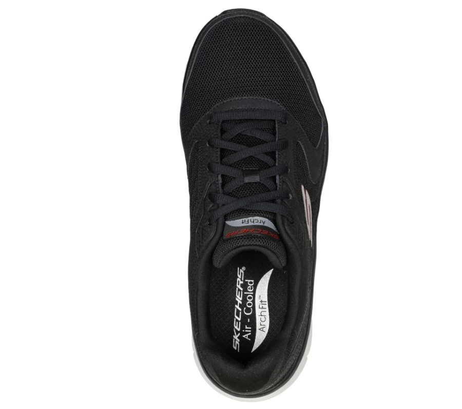 SKECHERS Men's Arch Fit D'Lux Junction Sneakers - Relaxed Fit, Black & Red Walking Shoes