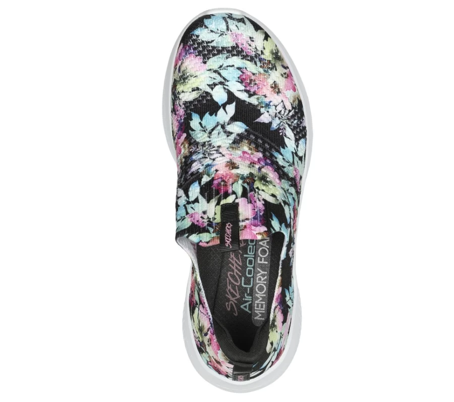SKECHERS Women's Ultra Flex 3.0 Sneakers in Black/Multi - Flower Road Design for Comfort & Style