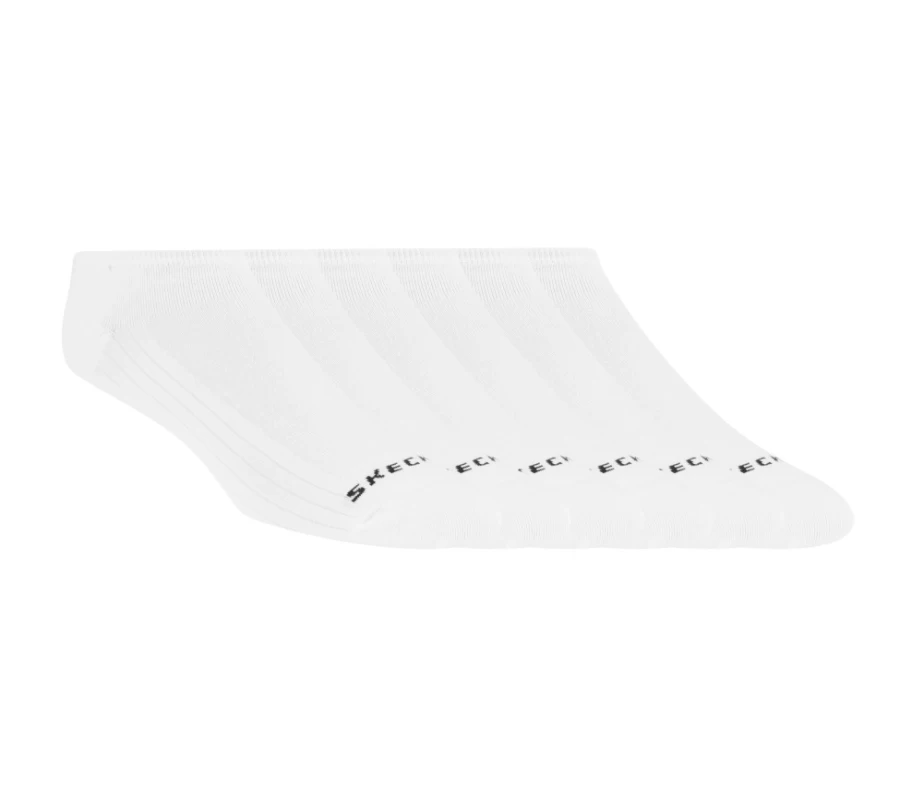 SKECHERS Men's Coolmax No Show Socks 6 Pack - Breathable White Athletic Socks