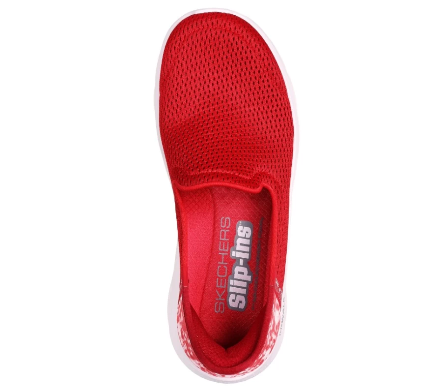 SKECHERS Women's Slip-On Go Walk Flex Sneakers in Red - Comfortable Walking Shoes