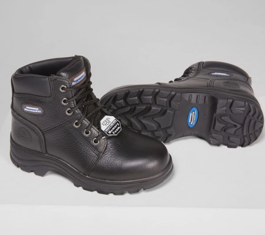 SKECHERS Women's Work Relaxed Fit Peril Slip-Resistant Work Shoes in Black
