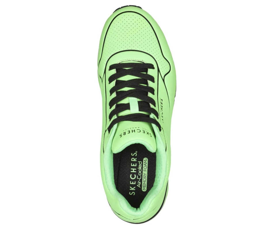 SKECHERS Men's Uno Lin-E-Air Sneakers in Lime Green - Lightweight Comfortable Walking Shoes