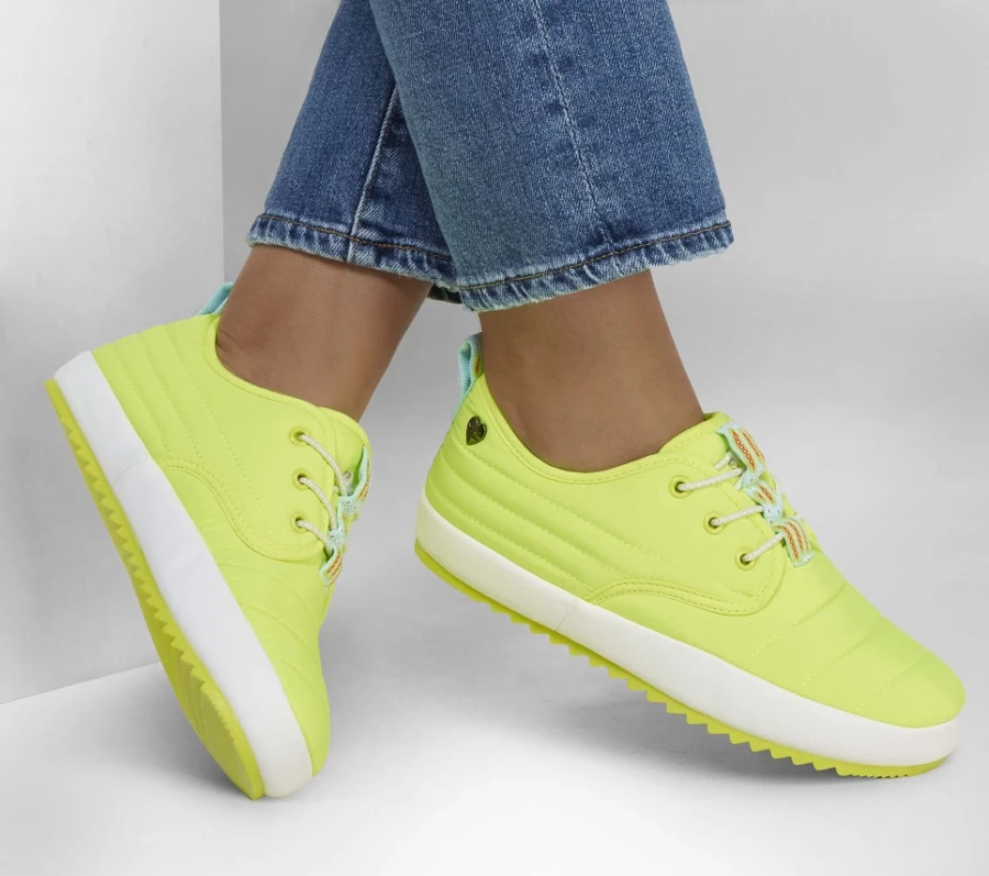 SKECHERS Women's Bobs Drift - Neon Puffs Sneakers in Neon Yellow