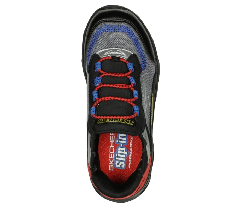 SKECHERS Kids Slip-Ins Flex Glide Sneakers - Black & Multi Color Comfortable Slip-On Shoes for Children
