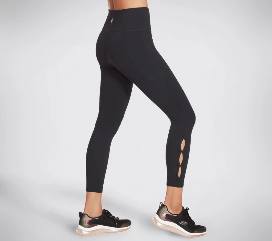 SKECHERS Women's Black Diamond Slit High-Waisted 7/8 Leggings