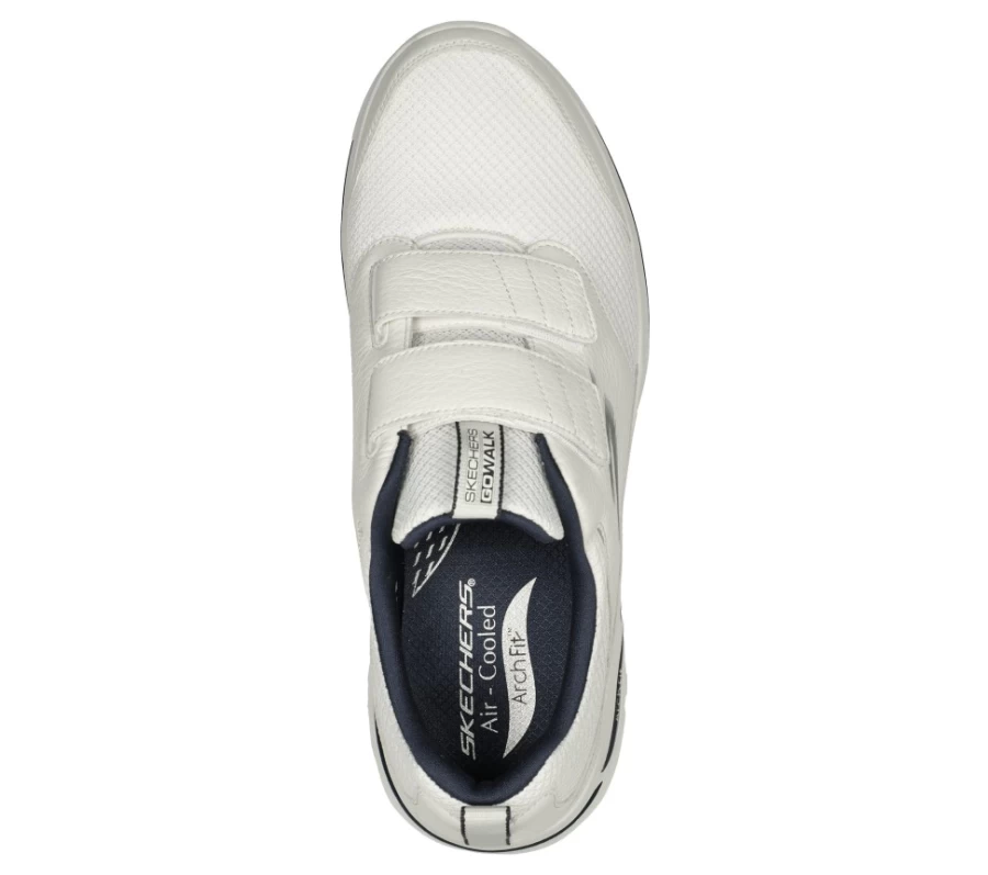 SKECHERS Men's Go Walk Arch Fit - Preserve Walking Shoes in White/Navy for Comfort & Support