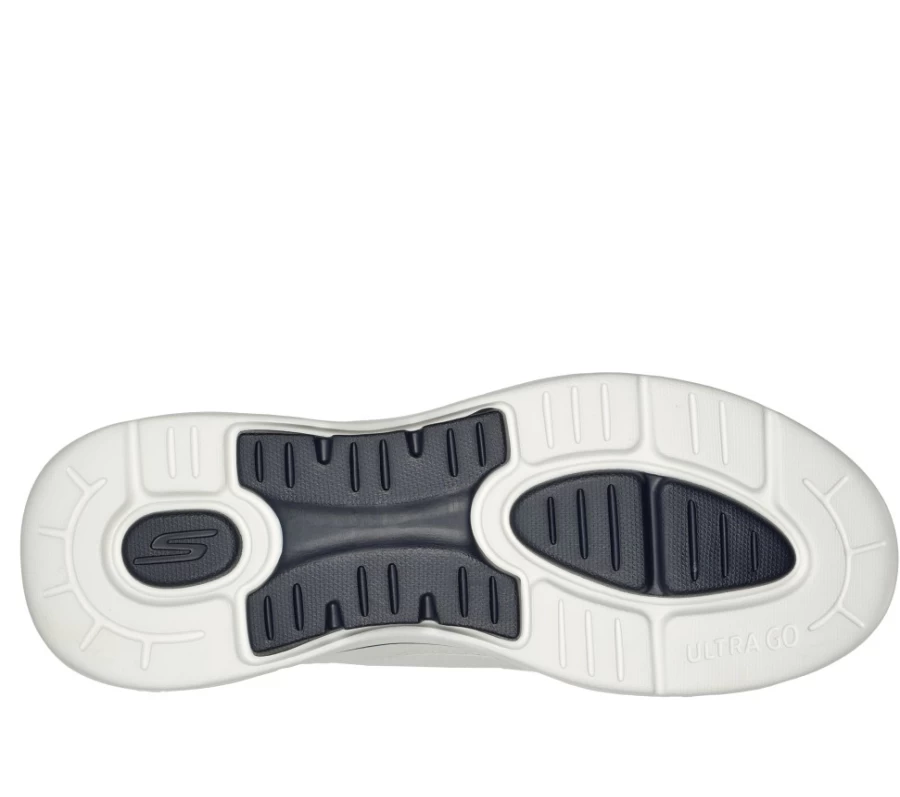 SKECHERS Men's Go Walk Arch Fit - Preserve Walking Shoes in White/Navy for Comfort & Support