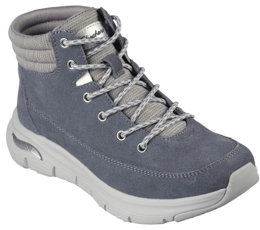 SKECHERS Women's Arch Fit Smooth Sneakers - Comfortable Gray Walking Shoes for Women