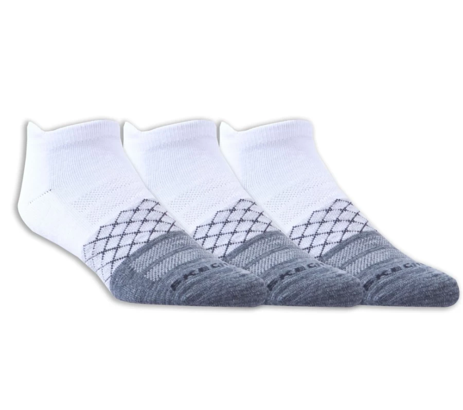 SKECHERS Men's 3 Pack Diamond Arch Socks - White & Black Athletic Crew Socks for Support & Comfort
