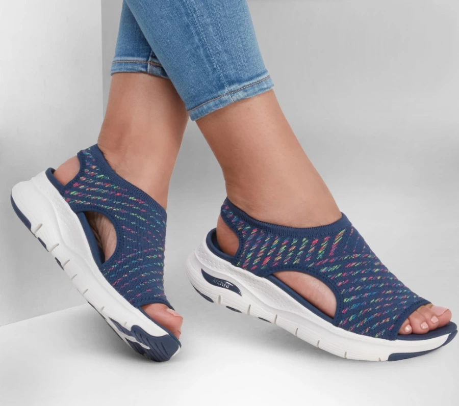 SKECHERS Women's Arch Fit - Catchy Wave Sneakers in Navy/Multi Color for Comfort & Style
