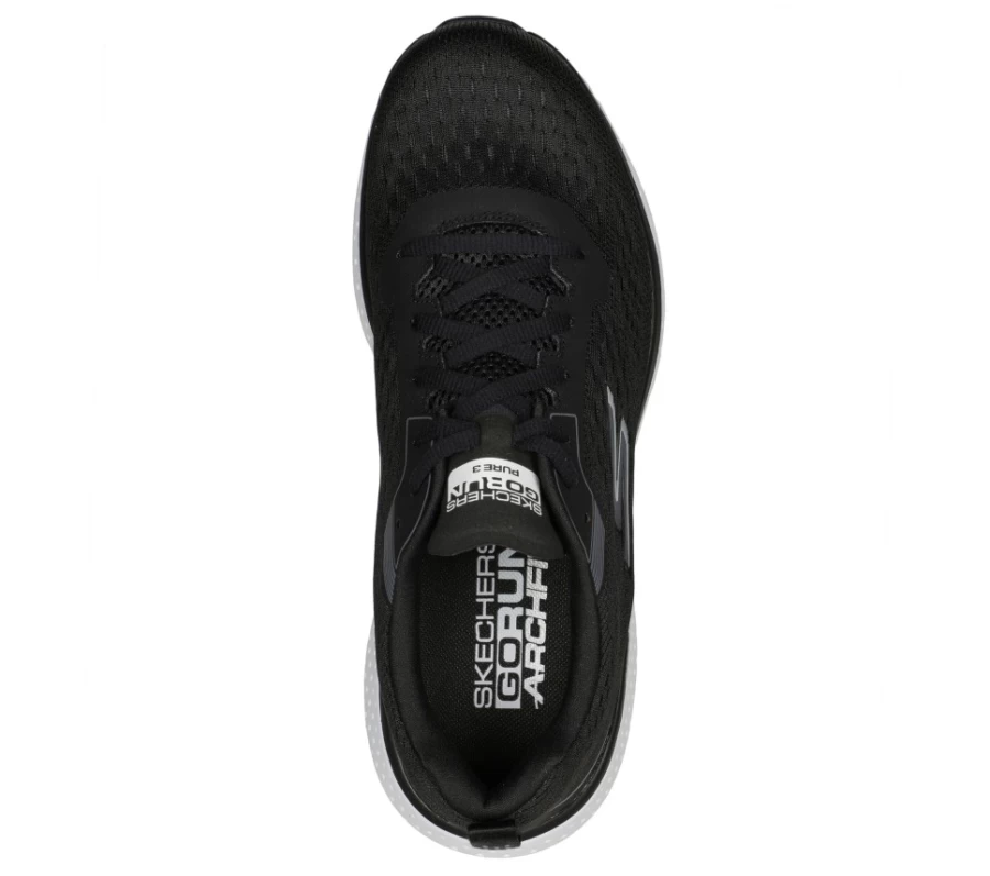 SKECHERS Men's Go Run Pure 3 Running Shoes - Black & White Lightweight Sneakers for Men