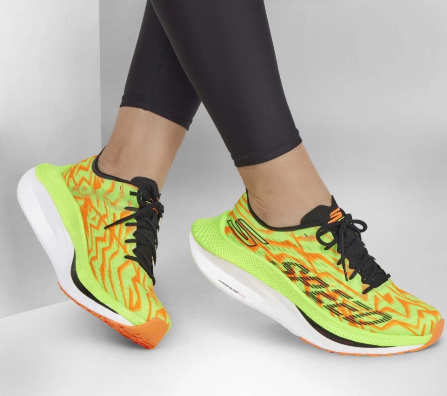 SKECHERS Women's Go Run Speed Beast Running Shoes - Green & Orange Lightweight Sneakers for Women