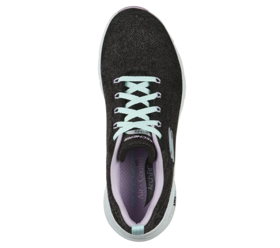 SKECHERS Women's Arch Fit Comfy Wave Sneakers in Black & Lavender - Supportive Walking Shoes