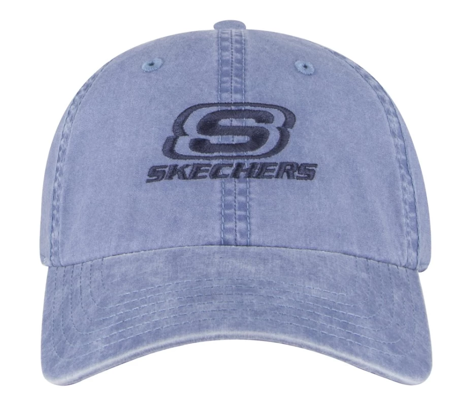 SKECHERS Men's Blue Washed Dad Hat - Casual Baseball Cap for Men