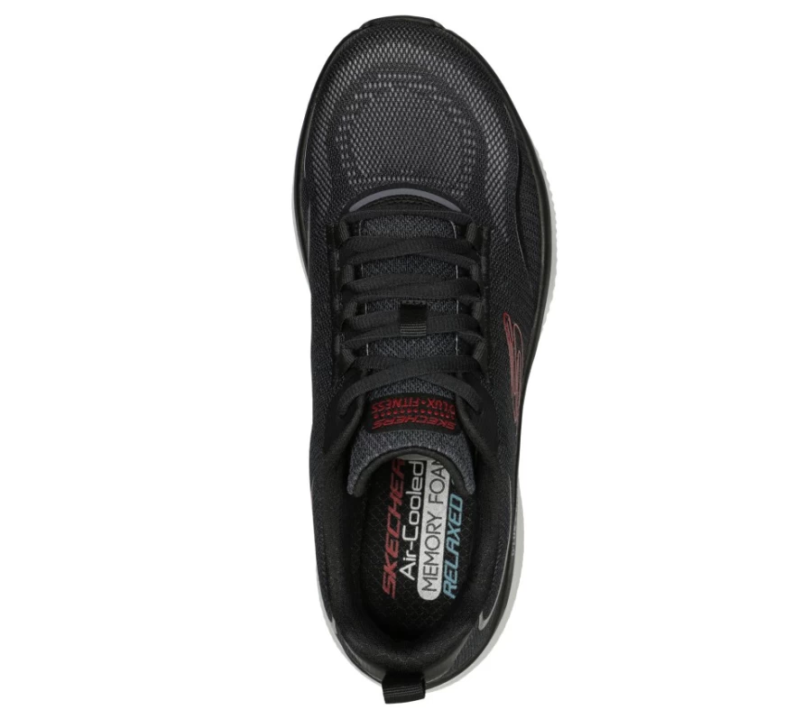 SKECHERS Men's D'Lux Fitness Major Stride Relaxed Fit Sneakers in Black & Red