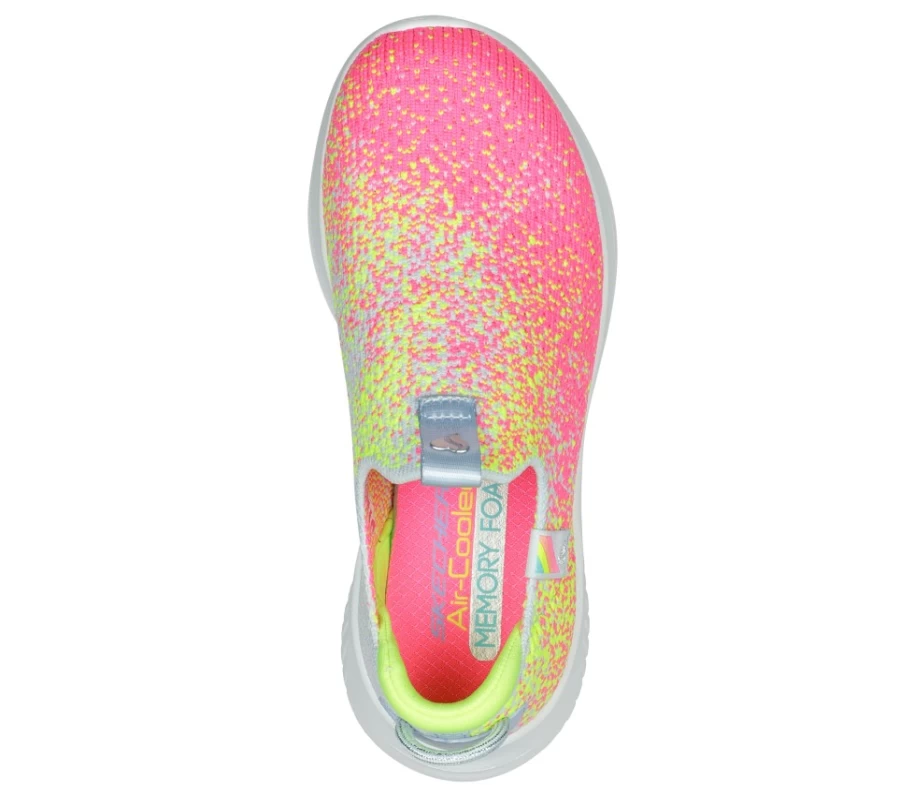 SKECHERS Kids' Ultra Flex 3.0 Sneakers in Hot Pink & Yellow - Splendid Spots Lightweight Athletic Shoes