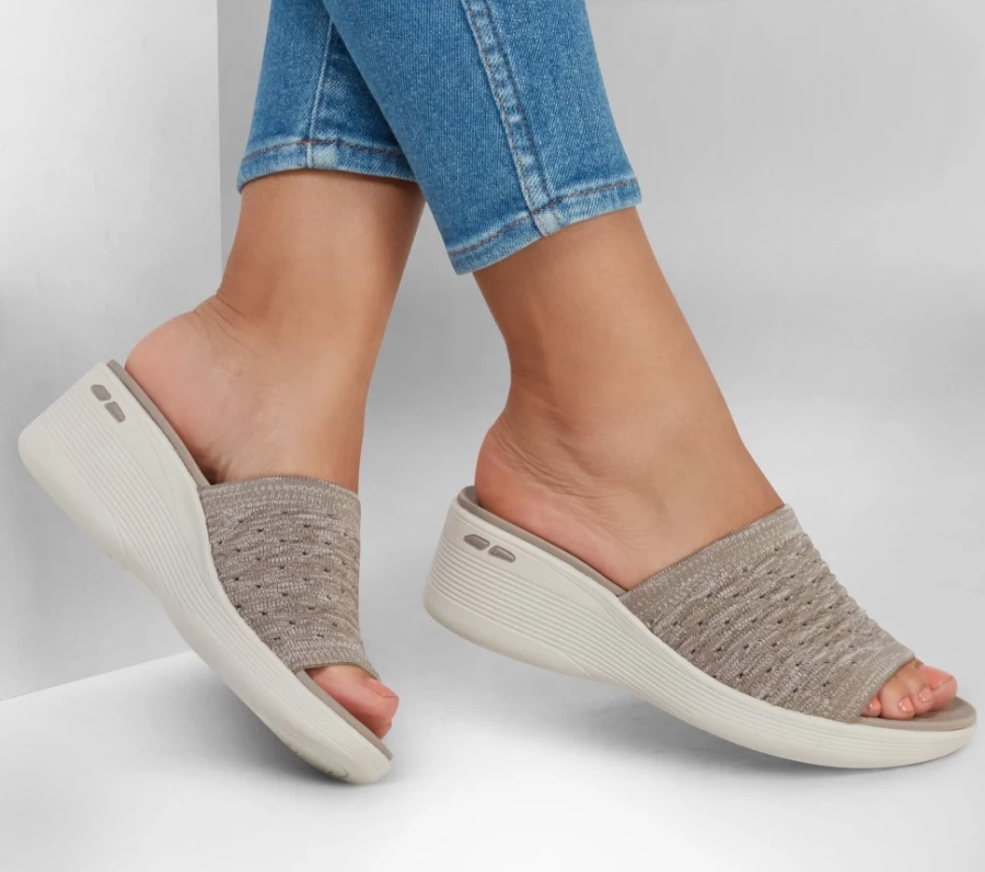 SKECHERS Women's Taupe Pier-Lite My Wish Sneakers