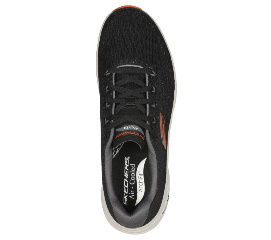 SKECHERS Men's Arch Fit - Takar Sneakers in Black & Orange for Comfort & Support